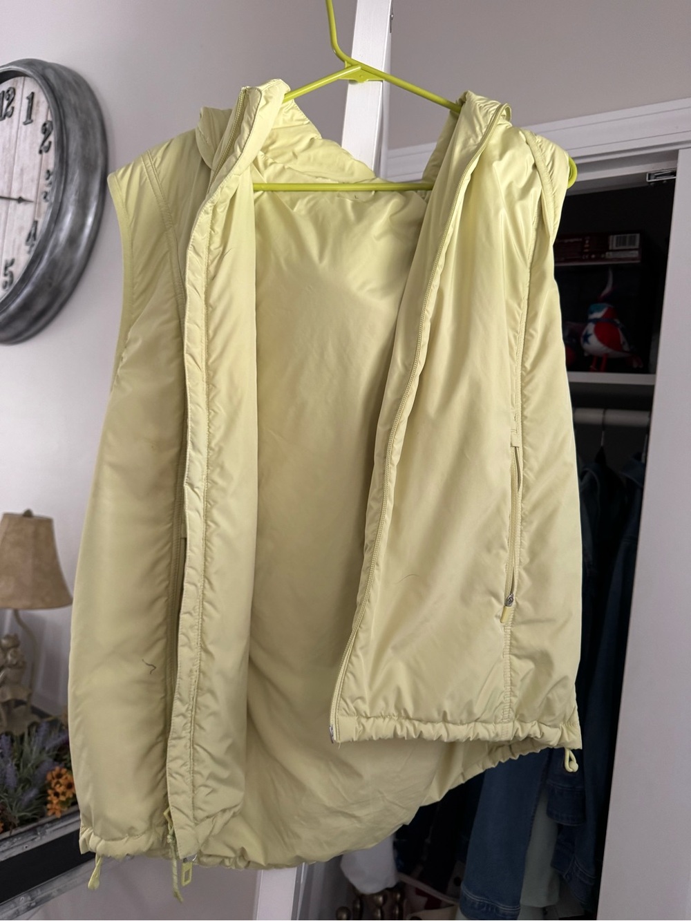 CALIA Light Greenish Yellow Women’s Hooded Puffer Vest